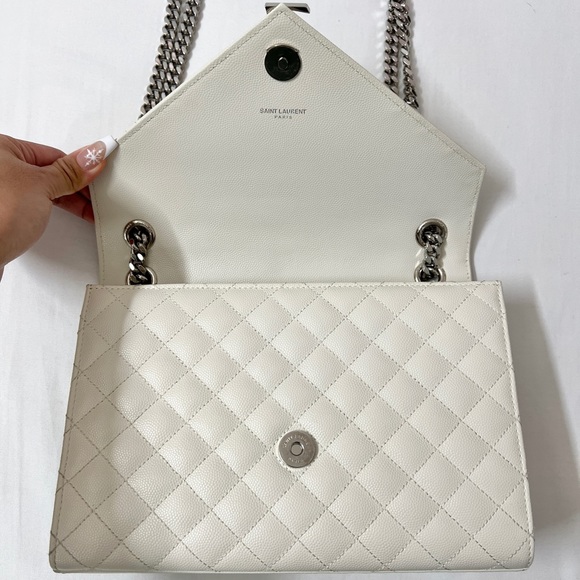 YSL Yves Saint Laurent Envelope Quilted Grain Shoulder Bag Crossbody Purse - Picture 5 of 8